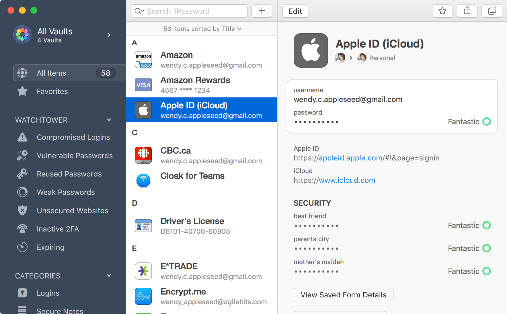 1Password screenshot