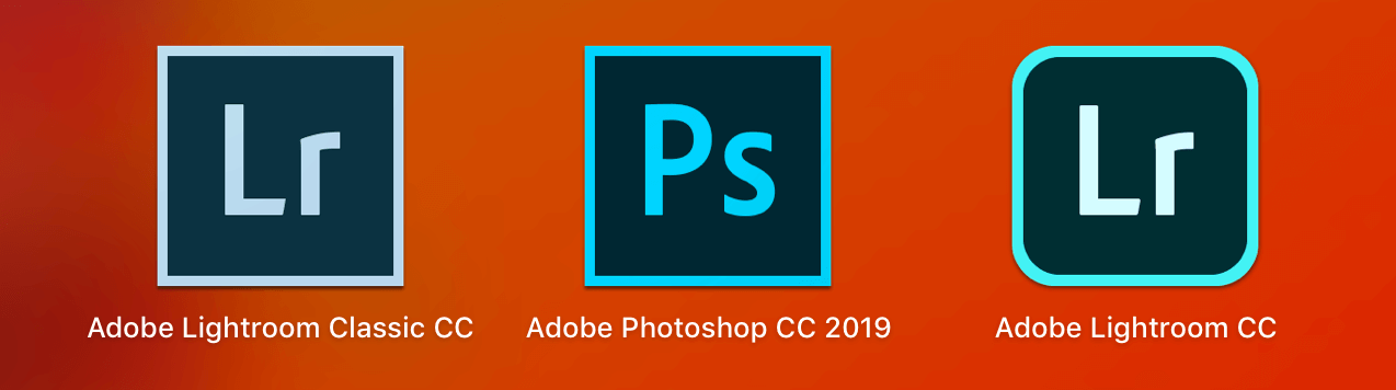 Lightroom Classic CC、Lightroom CC、Photoshop CC 软件图标